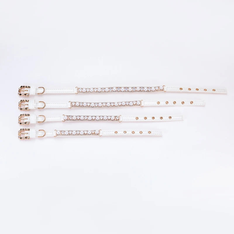 Luxury Pearl Rhinestone Cat Dog Necklace Collar