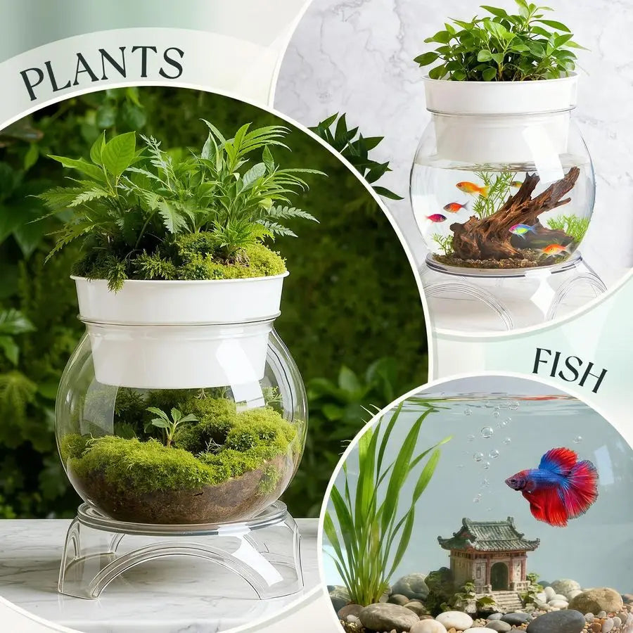 Plastic Aquaponic Betta Tank With Base And Top Shatterproof Clear