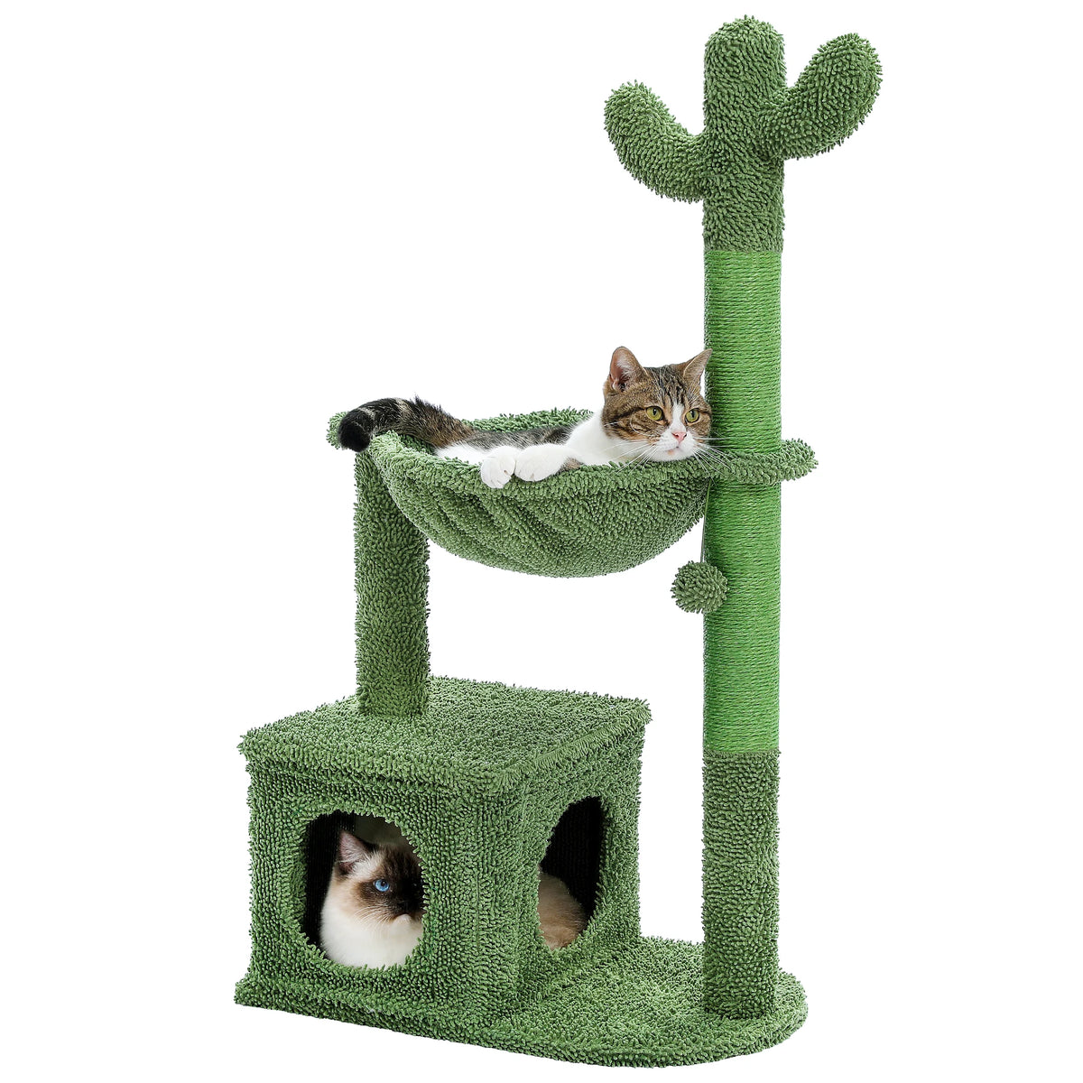 PEQULTI Cactus Cat Tree with Condo, Hammock and Scratching Post