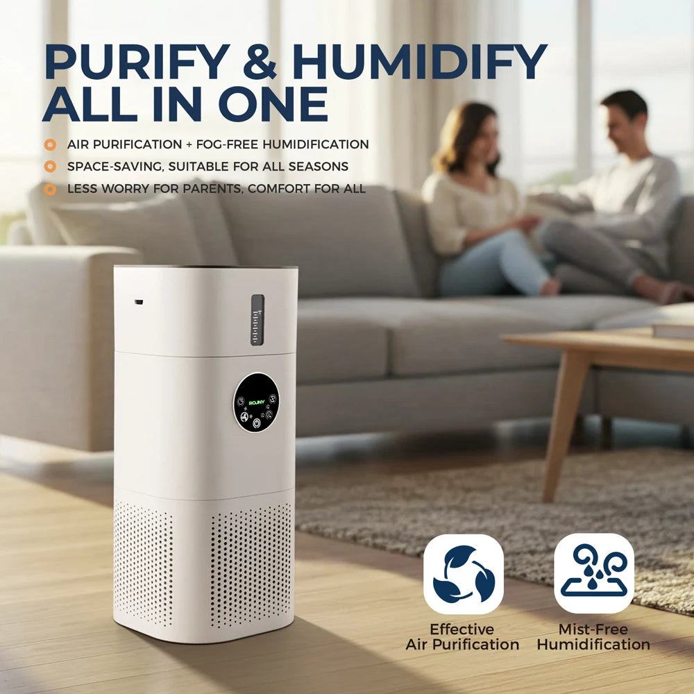 Rouny Air Purifier Humidifier Combo With True HEPA Filtration