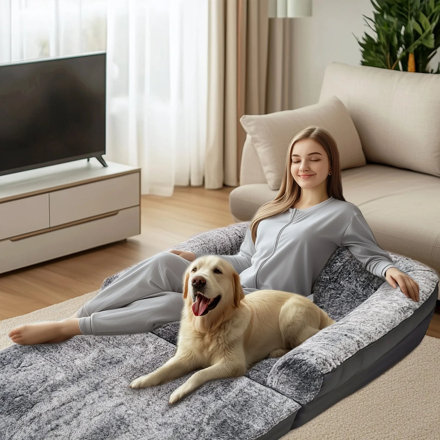 BINGOPAW Orthopedic Foldable Dog Bed With Bolster For Pets