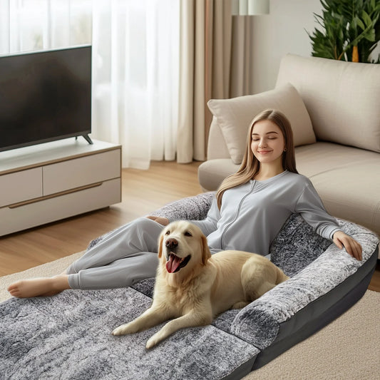 BINGOPAW Orthopedic Foldable Dog Bed With Bolster For Pets