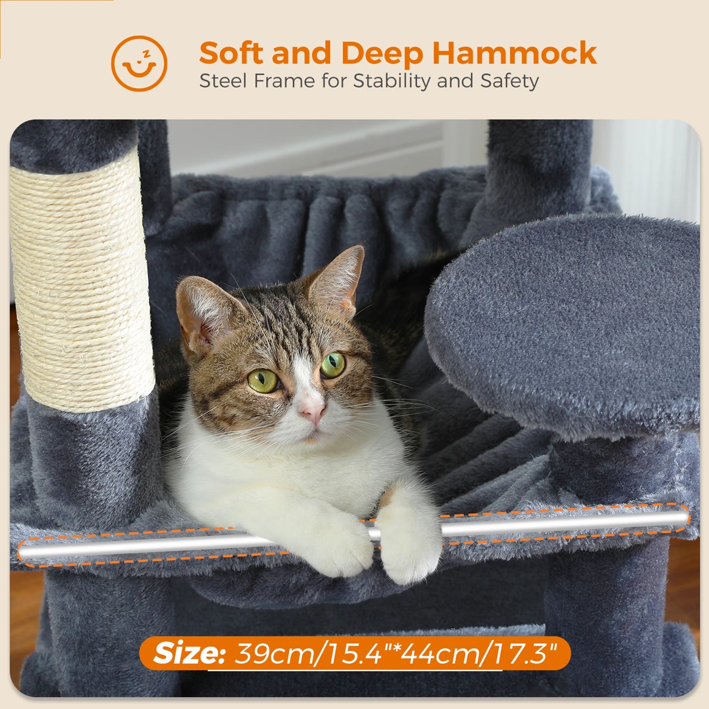 PEQULTI Cat Tree Tower Six Levels With Perches And Condos