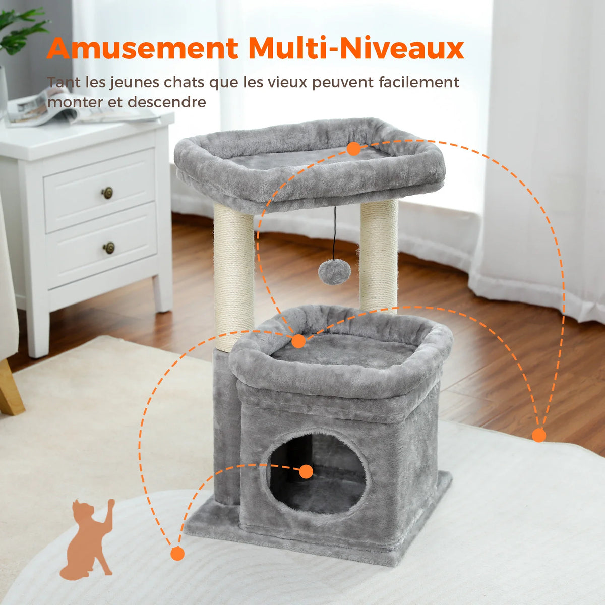 PAWZ Road Cat Tree With Sisal Posts And Cozy Condo