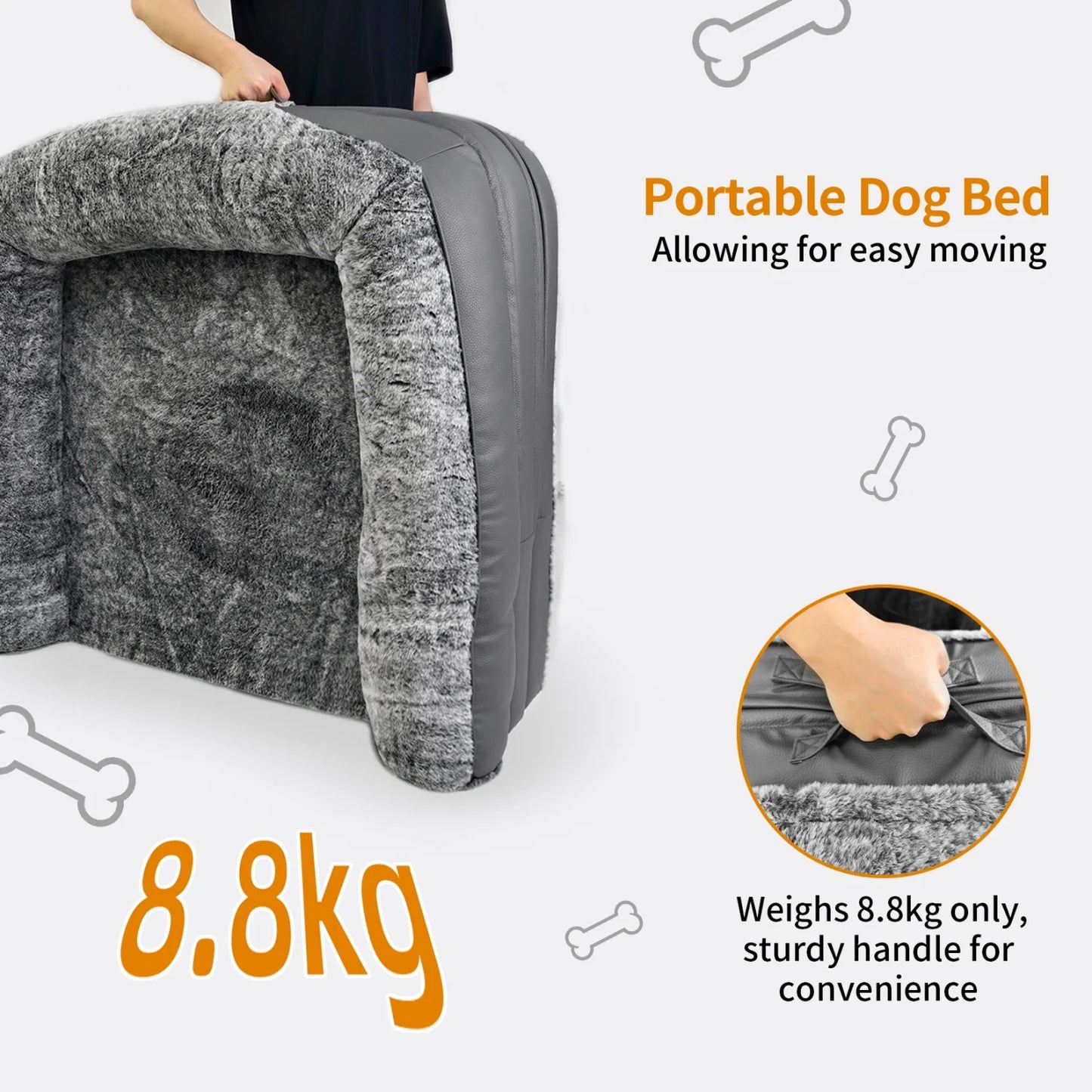 BINGOPAW Orthopedic Foldable Dog Bed With Bolster For Pets