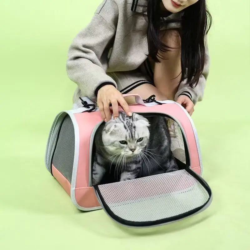 Portable Pet Carrier Handbag for Cats and Dogs Shoulder Bag