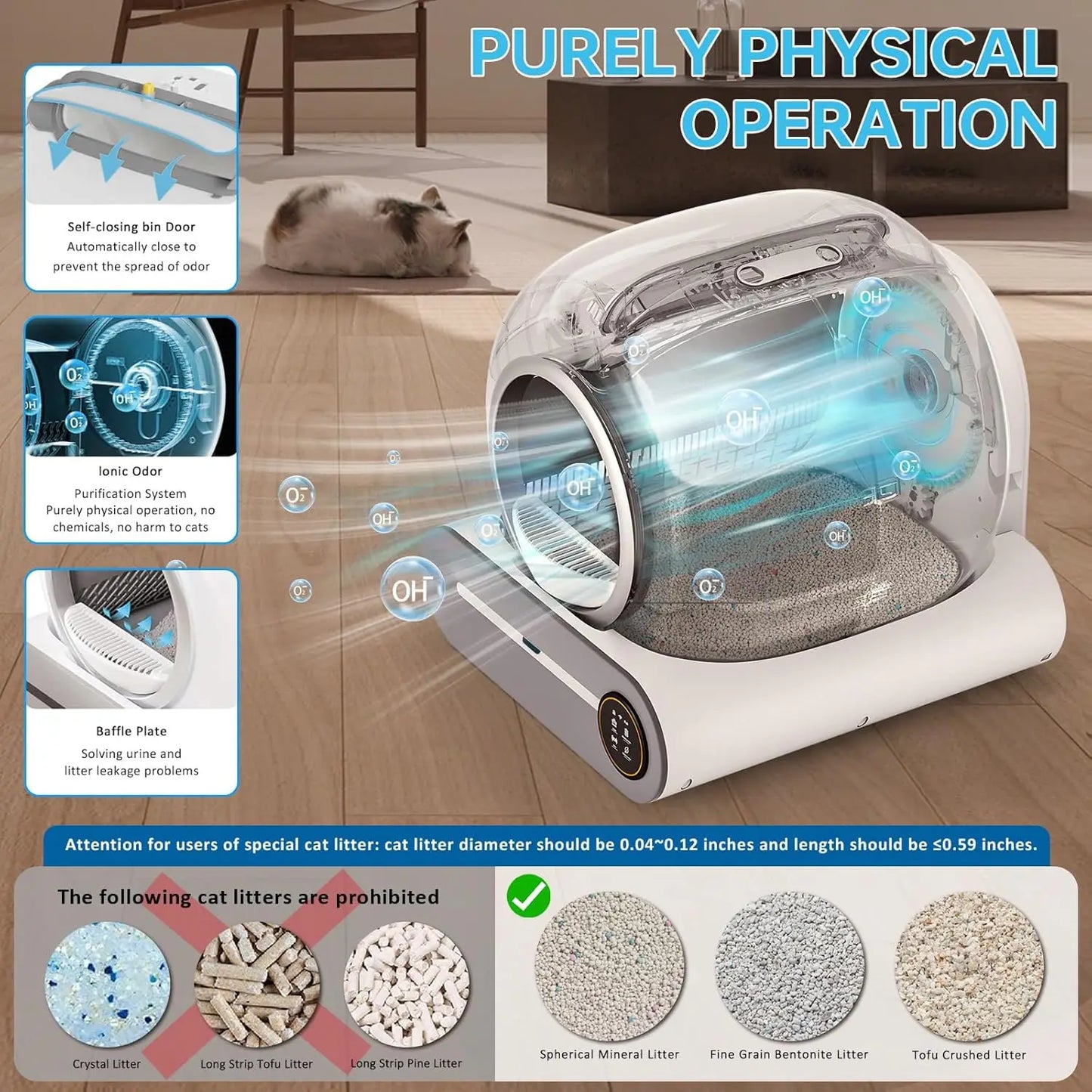 Self Cleaning Cat Litter Box Automatic Robot for Multiple Cats