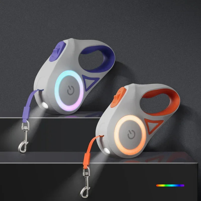 LED Luminous Automatic Retractable Dog Leash For Medium Dogs With Light