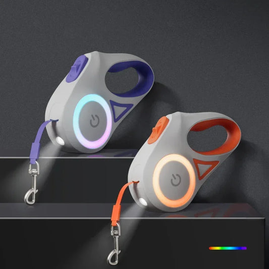 LED Luminous Automatic Retractable Dog Leash For Medium Dogs With Light