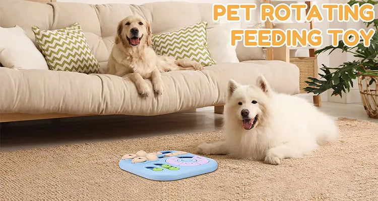 Rotating Dog Puzzle Toy With Treat Dispenser And Slow Feeder