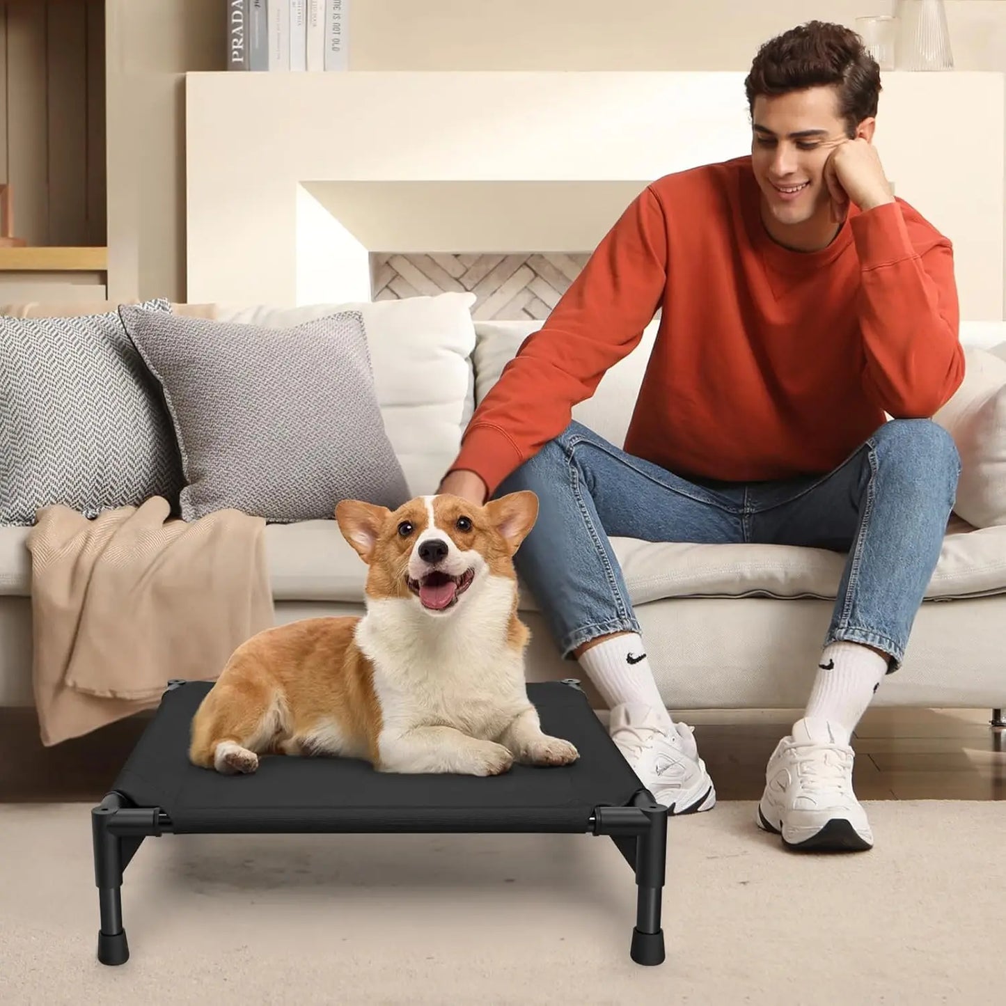 Elevated Cooling Pet Bed With Metal Frame For Dogs And Cats