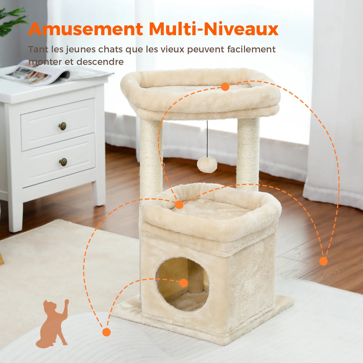 PAWZ Road Cat Tree With Sisal Posts And Cozy Condo