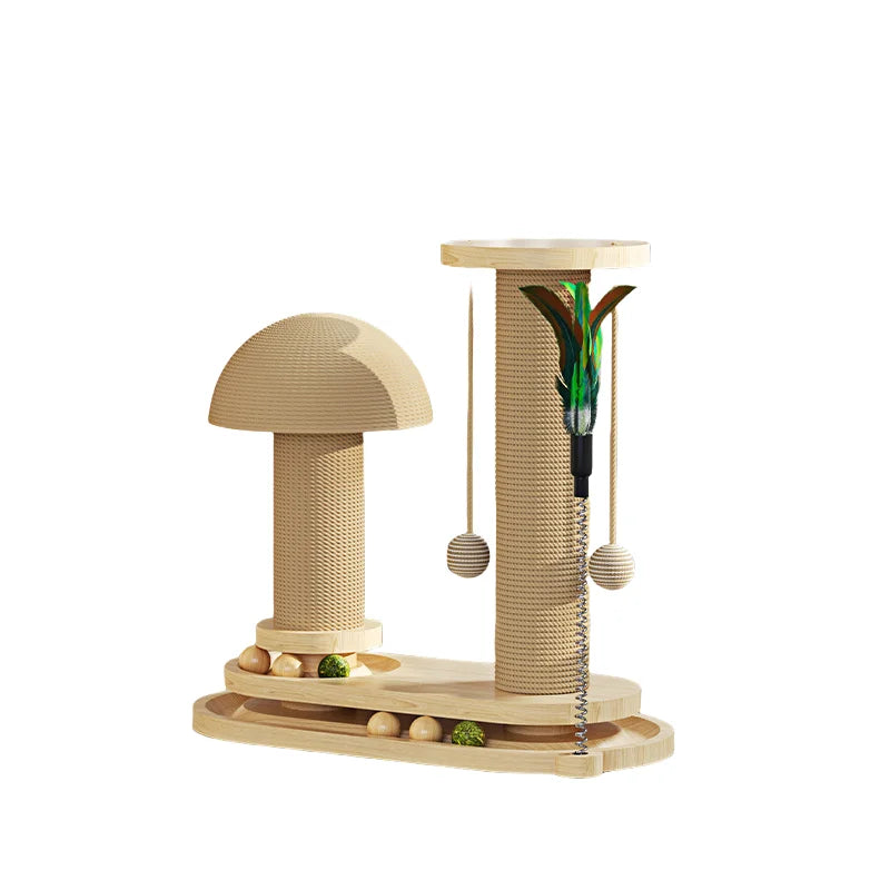 Czbnxyx Three-Tier Interactive Cat Scratching Post Tower With Jute Ball Track