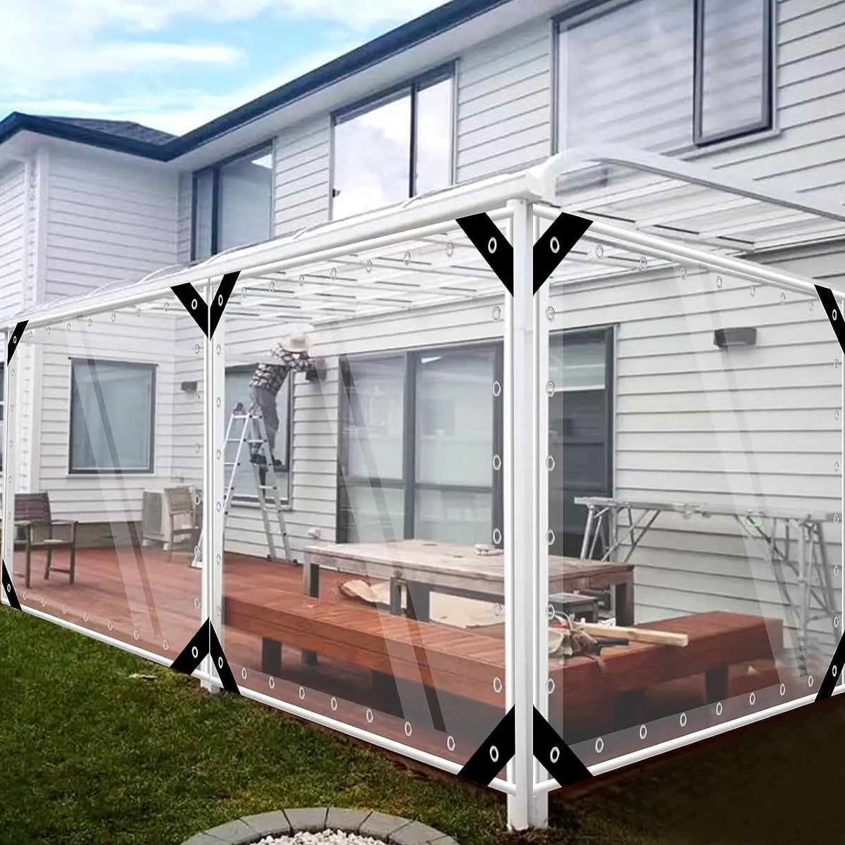 Waterproof PVC Tarpaulin With Eyelets for Garden Furniture and Greenhouses