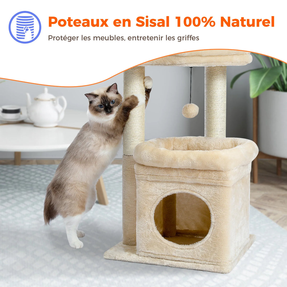PAWZ Road Cat Tree With Sisal Posts And Cozy Condo