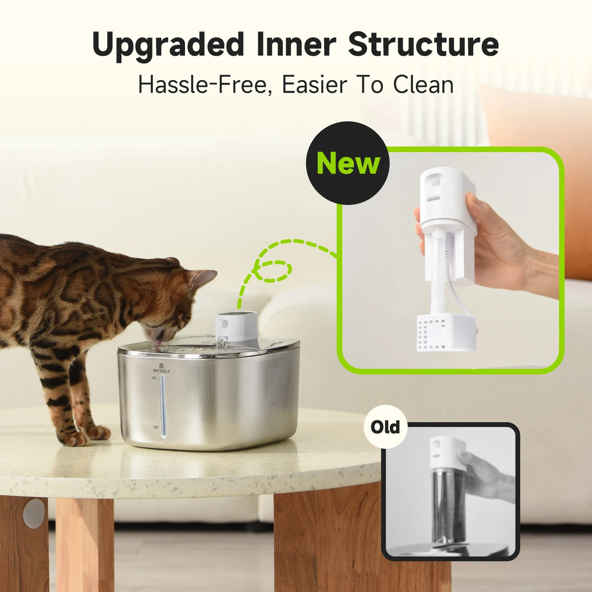 APETDOLA Wireless Cat And Dog Water Fountain With Auto Sensor