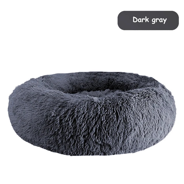 Plush Donut Dog Bed With Washable Calming Cushion For Pets