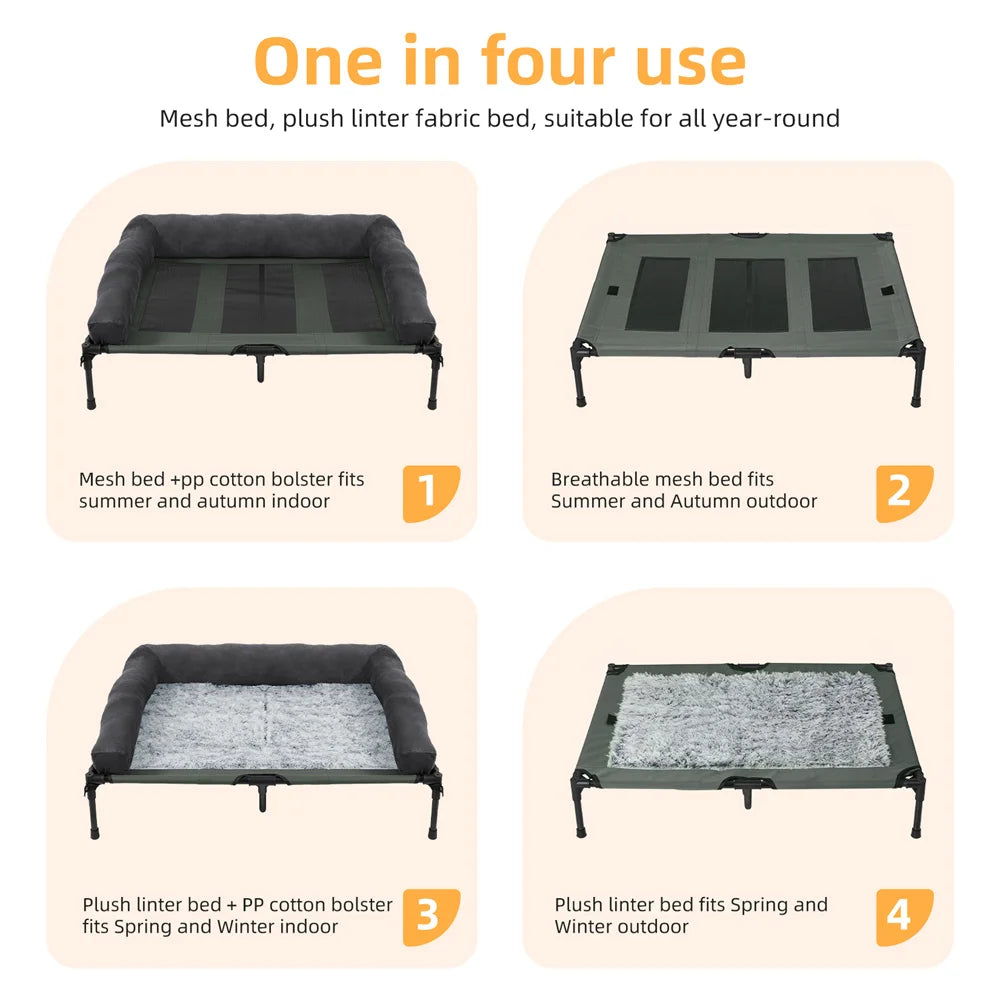 BORWART Outdoor Raised Dog Bed With Cooling Breathable Mat