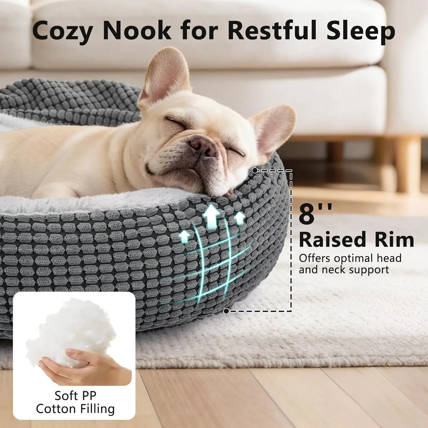 Soft Plush Donut Hooded Dog Bed With Attached Blanket