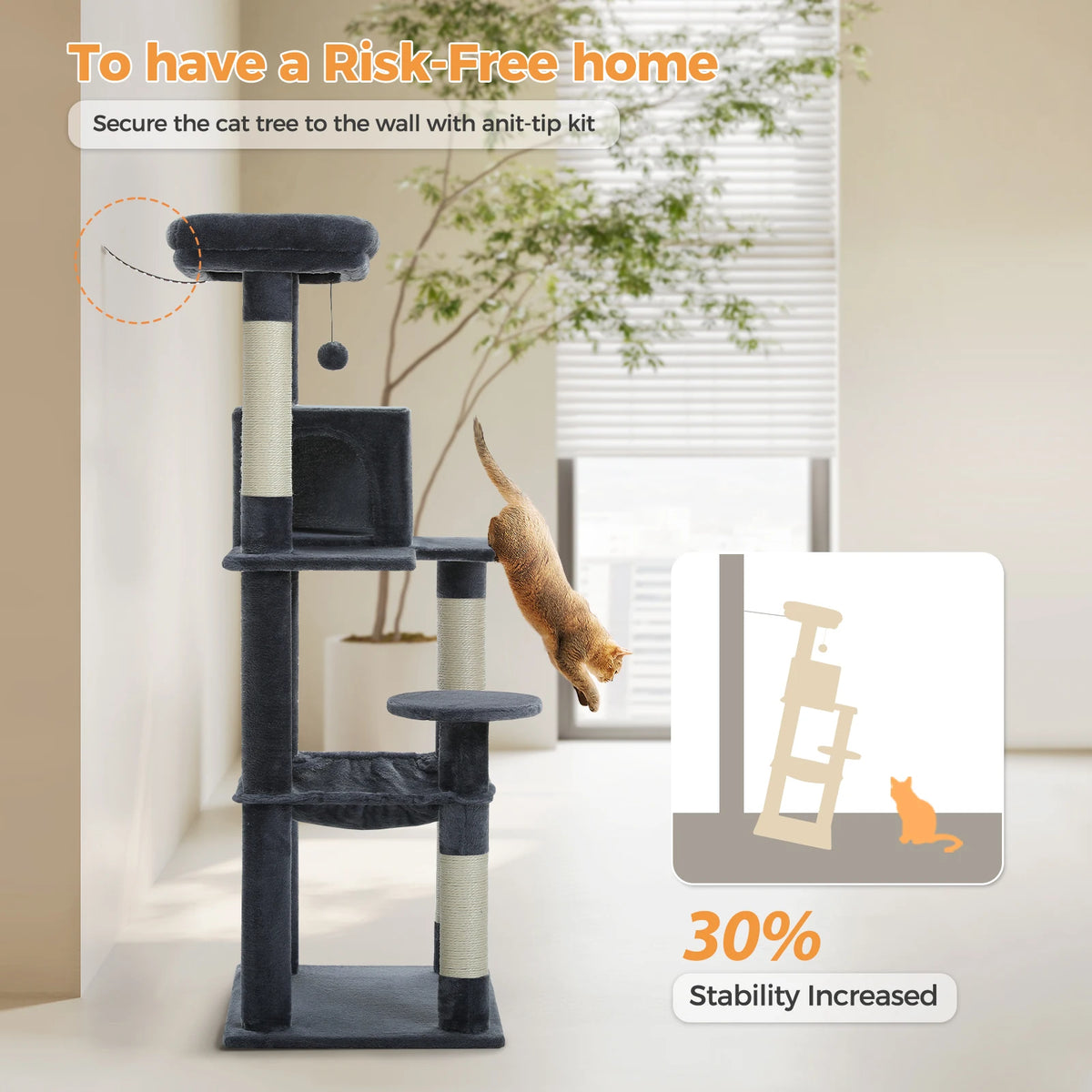 Pawz Road 5 Level Cat Tower For Large Cats Sisal Scratcher