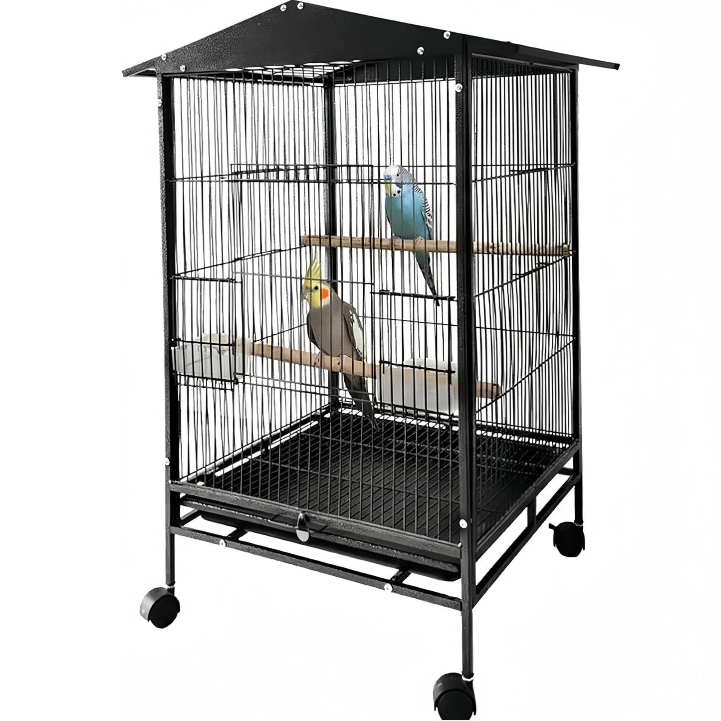 Acekool Indoor Outdoor Bird Cage On Wheels With Tray Perches