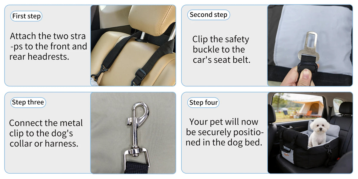 Borwart Portable Dog Booster Seat With Safety Belt And Cover