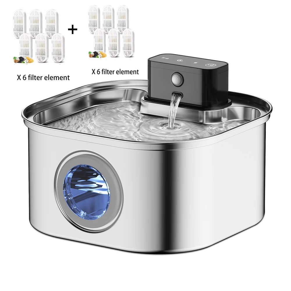 Weomg Rechargeable Stainless Steel Wireless Pet Water Fountain With Battery