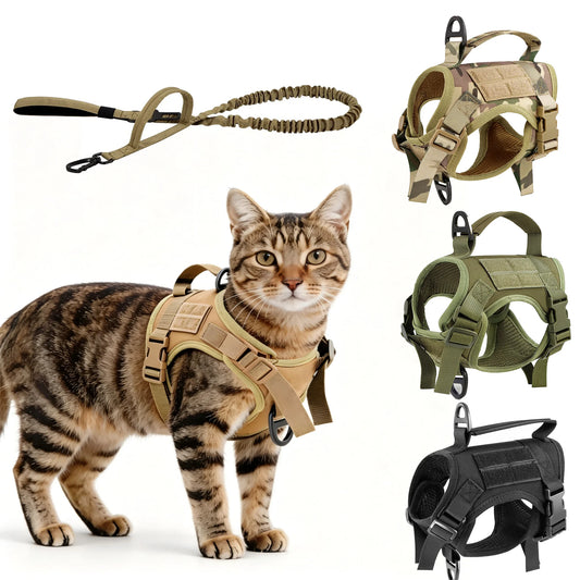 PETRAVEL Tactical Cat Harness Vest and Leash Set for Walking