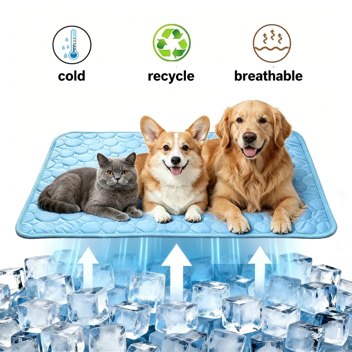Summer Cooling Pet Mat Water Absorption Portable Gel Sleeping Pad For Dogs
