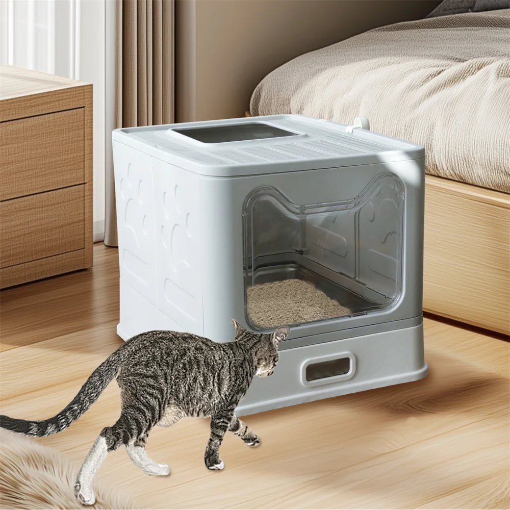 Enclosed Stainless Steel Cat Litter Box With Lid Top Entry High Sides