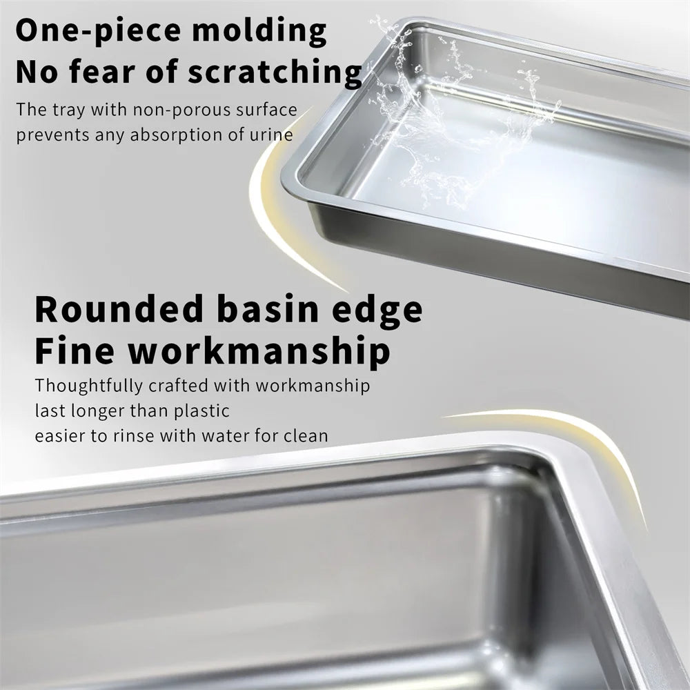 Enclosed Stainless Steel Cat Litter Box With Lid Top Entry High Sides