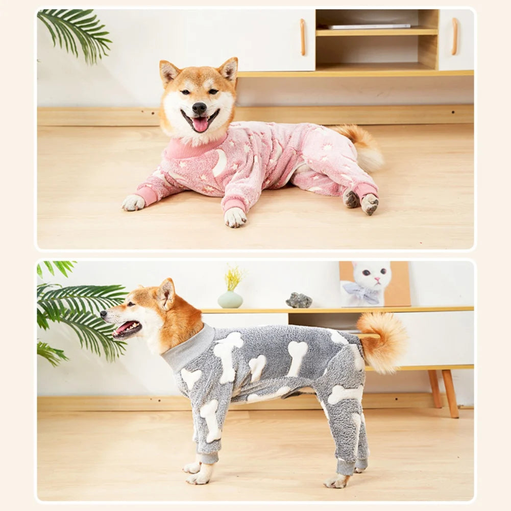 Winter Fleece Dog Pajamas Jumpsuit Costume For Pets