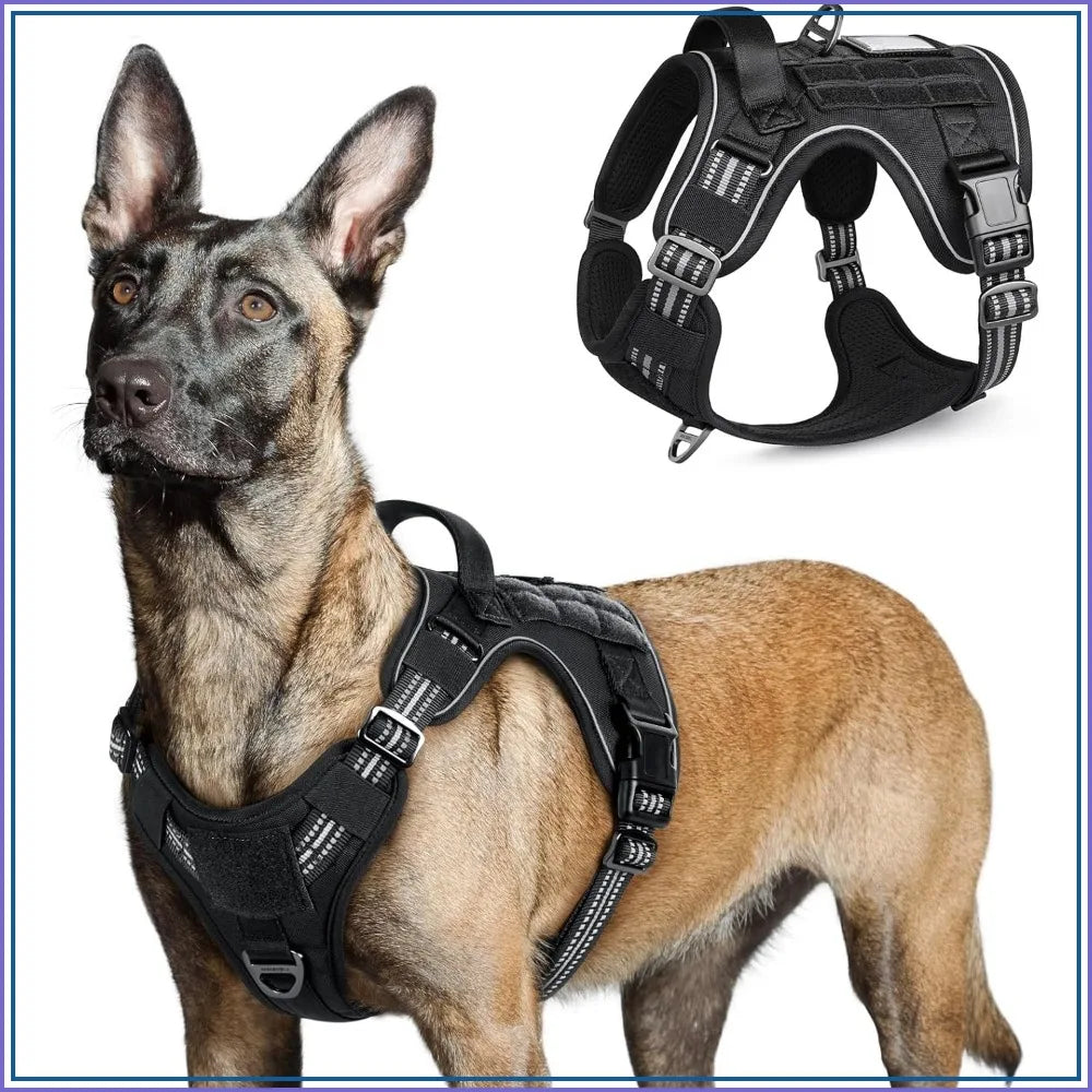 No Pull Tactical Dog Harness For Large Dogs With Handle And MOLLE