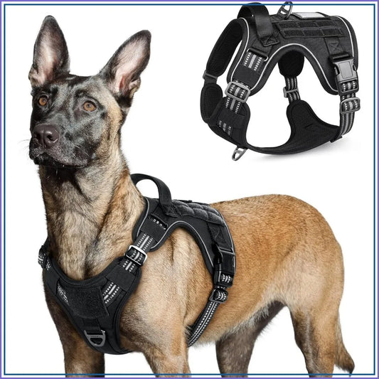 No Pull Tactical Dog Harness For Large Dogs With Handle And MOLLE