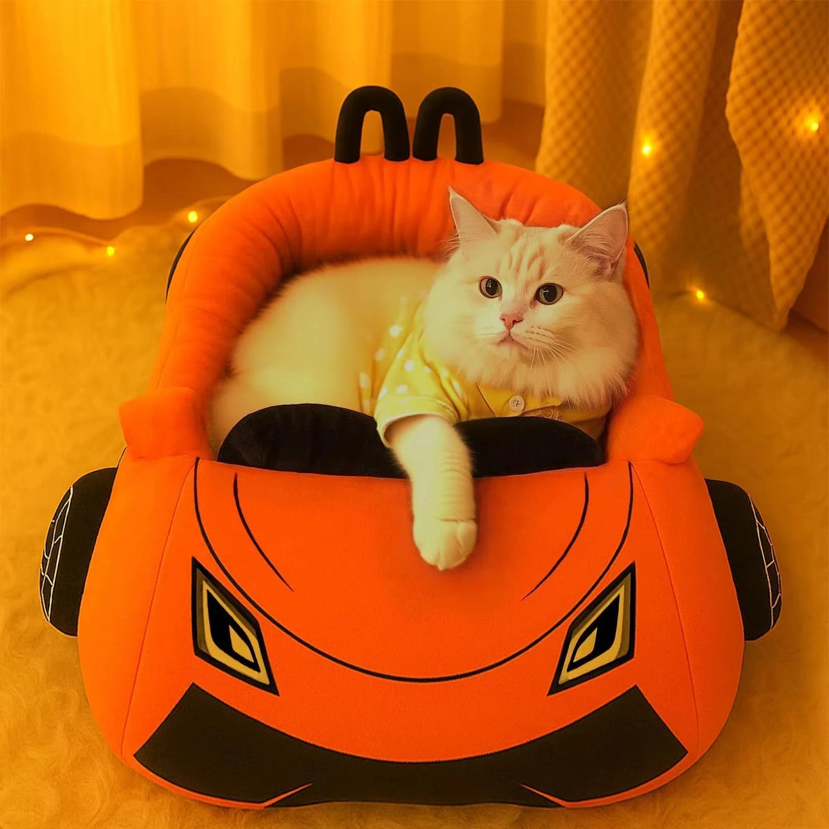 CWV Supercar Cat Bed With Soft Washable Coral Fleece Pillow