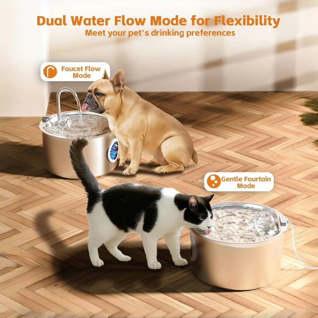 OPETH Stainless Steel Cat Water Fountain Automatic Pet Dispenser