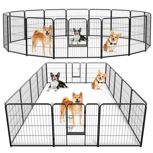 JHK 16 Panels Foldable Dog Playpen Metal Pet Fence For Indoor Outdoor