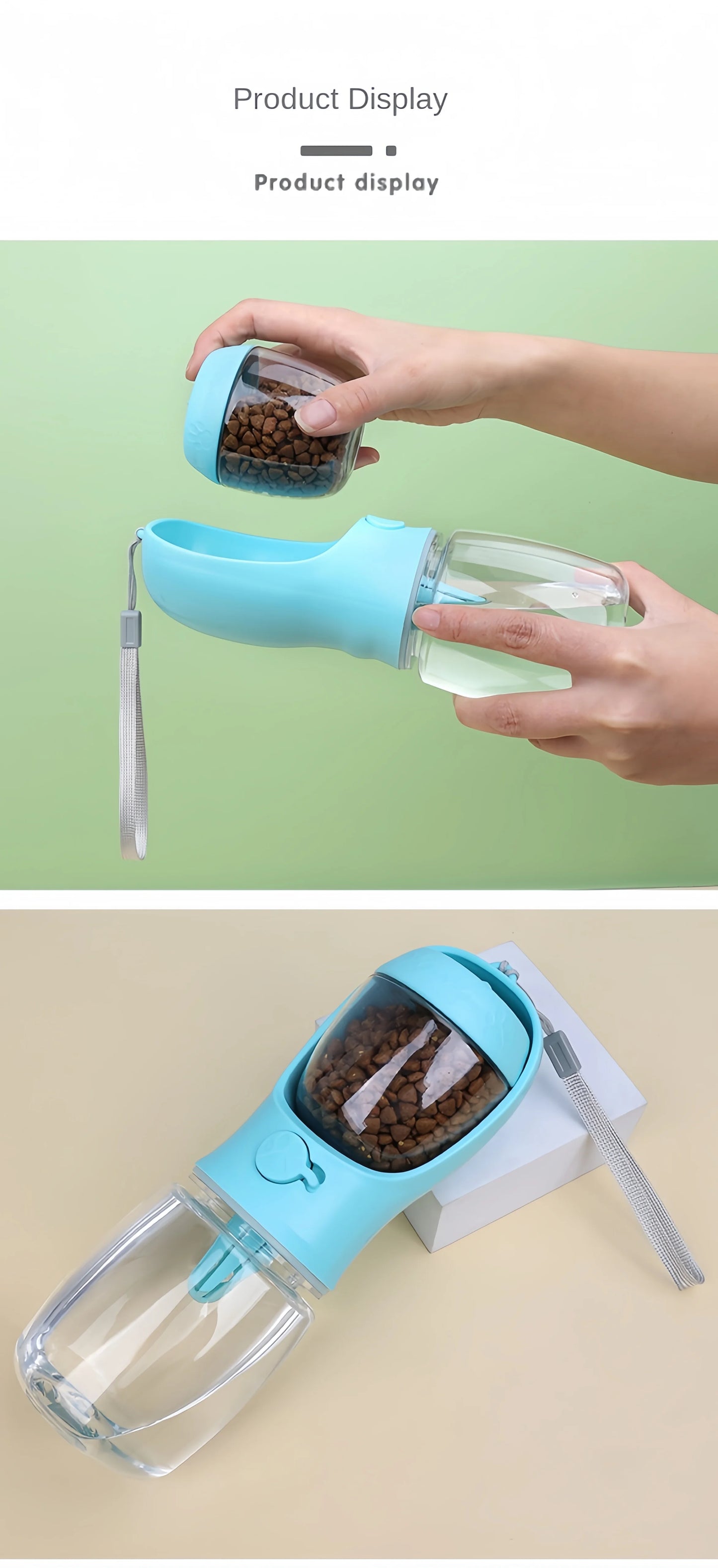 Portable Pet Water Bottle With Storage For Dogs And Cats