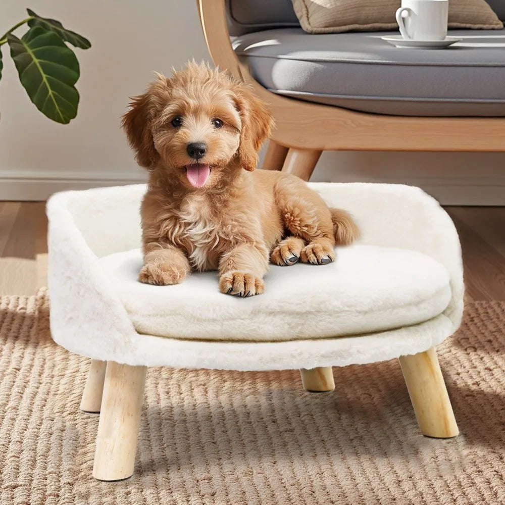 BORWARTCN Ultra Soft Elevated Dog Cat Sofa Bed With Waterproof Cushion