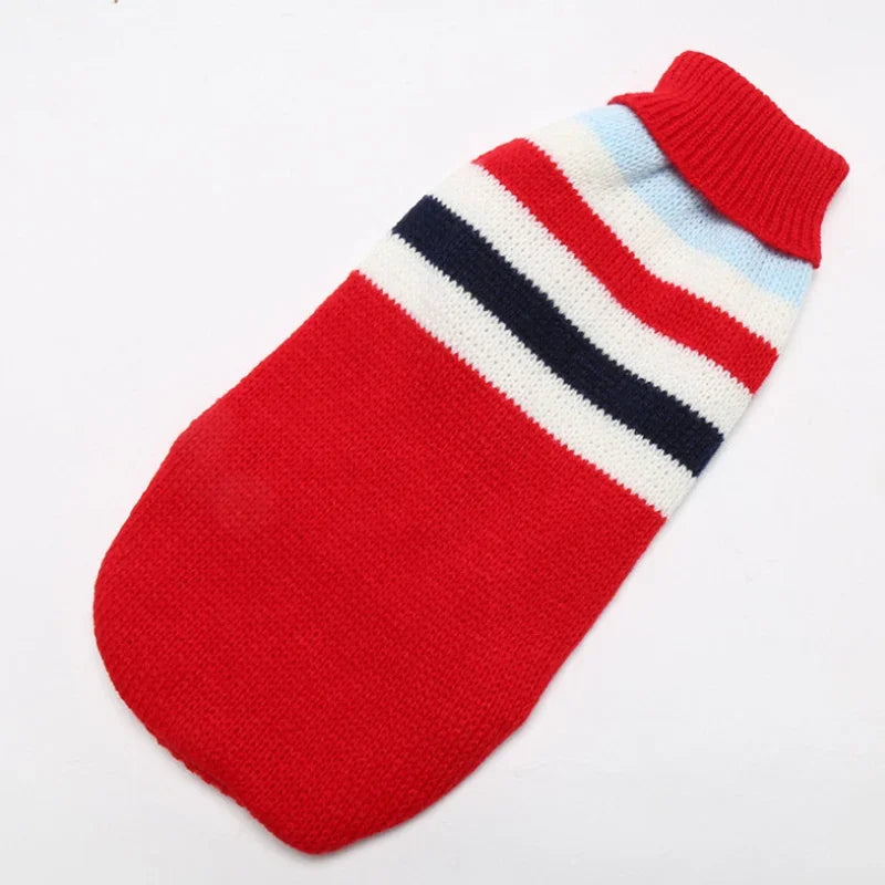 NONECN Wool Dog Sweater For Winter Warmth Striped Knit