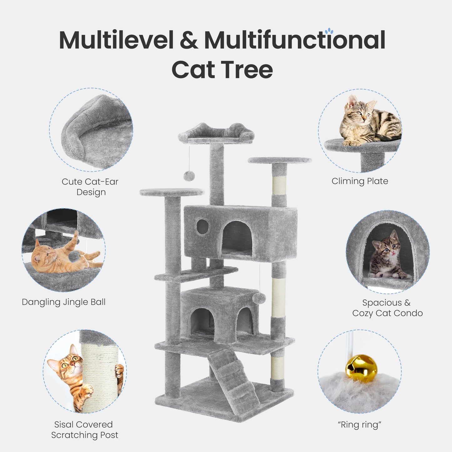 MCQ Indoor Cat Tree Tower Multi Level With Sisal Scratching Post