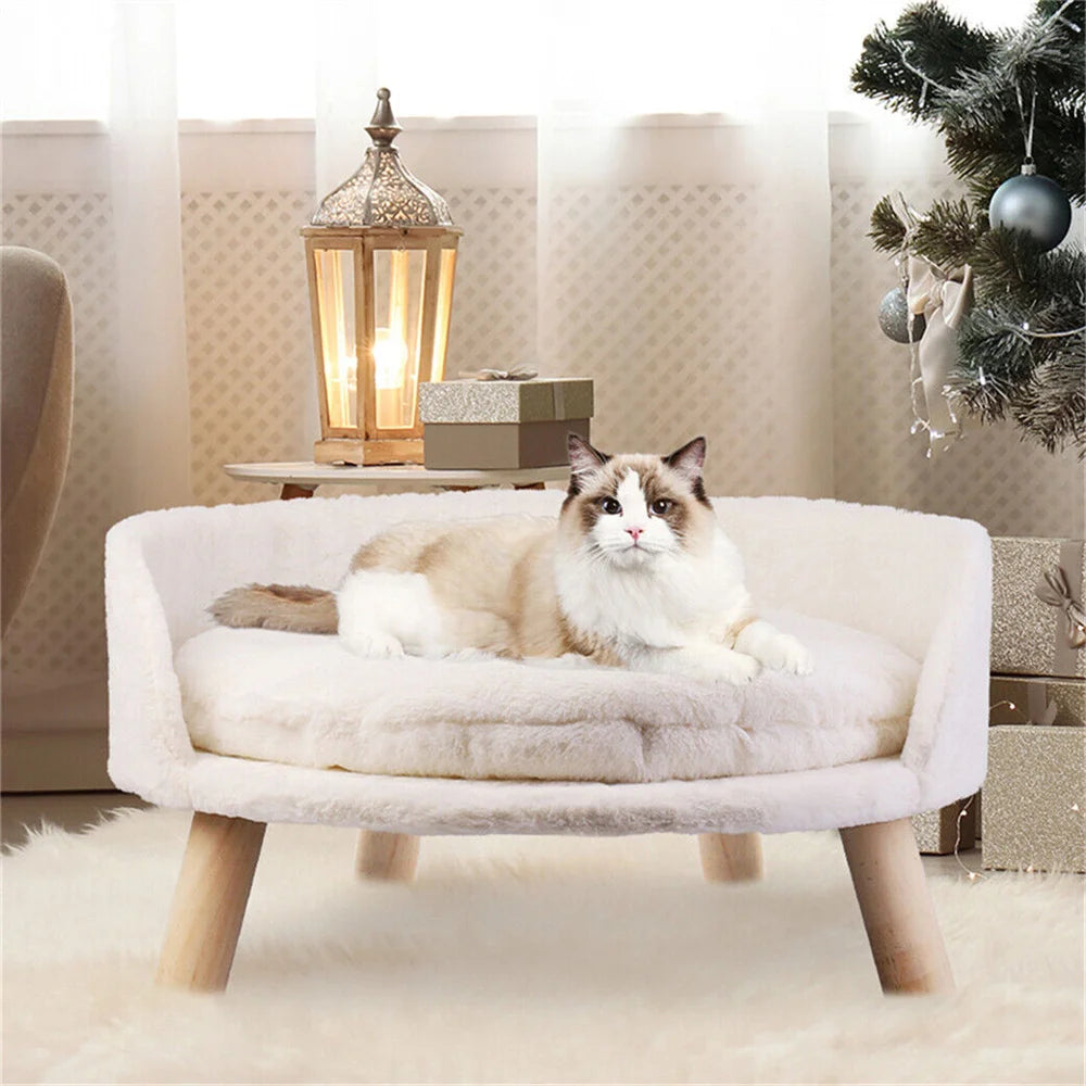 BORWARTCN Ultra Soft Elevated Dog Cat Sofa Bed With Waterproof Cushion
