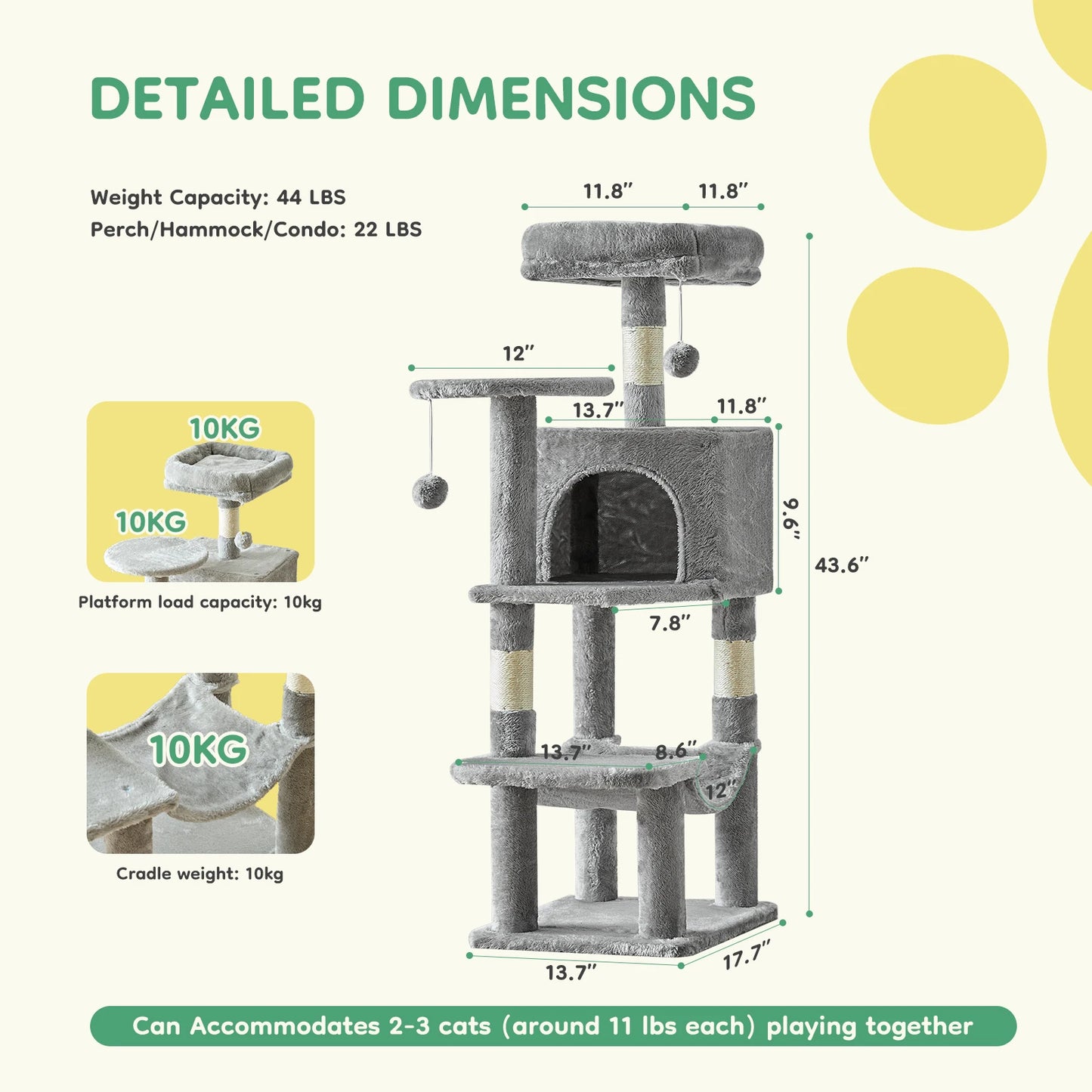 JHKCN Cat Tree Multi Cat Climbing Tower For Indoor Cats