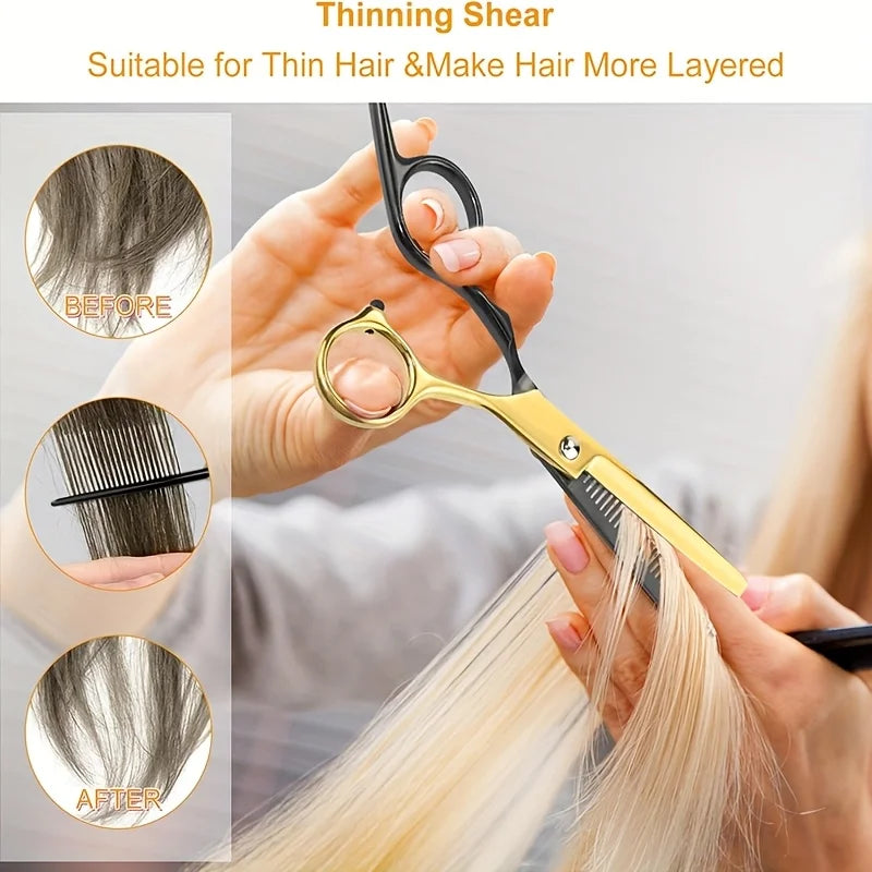 Stainless Steel Hair Cutting Scissors Kit With Thinning Shears