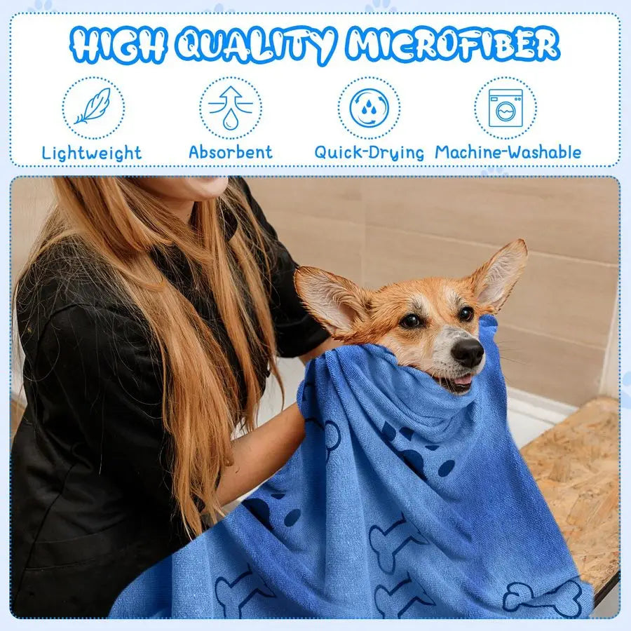 Microfiber Dog Grooming Towels Pack 12 Absorbent Pet Bath Towels
