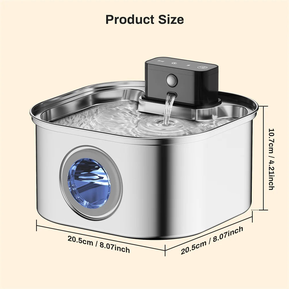 Weomg Rechargeable Stainless Steel Wireless Pet Water Fountain With Battery