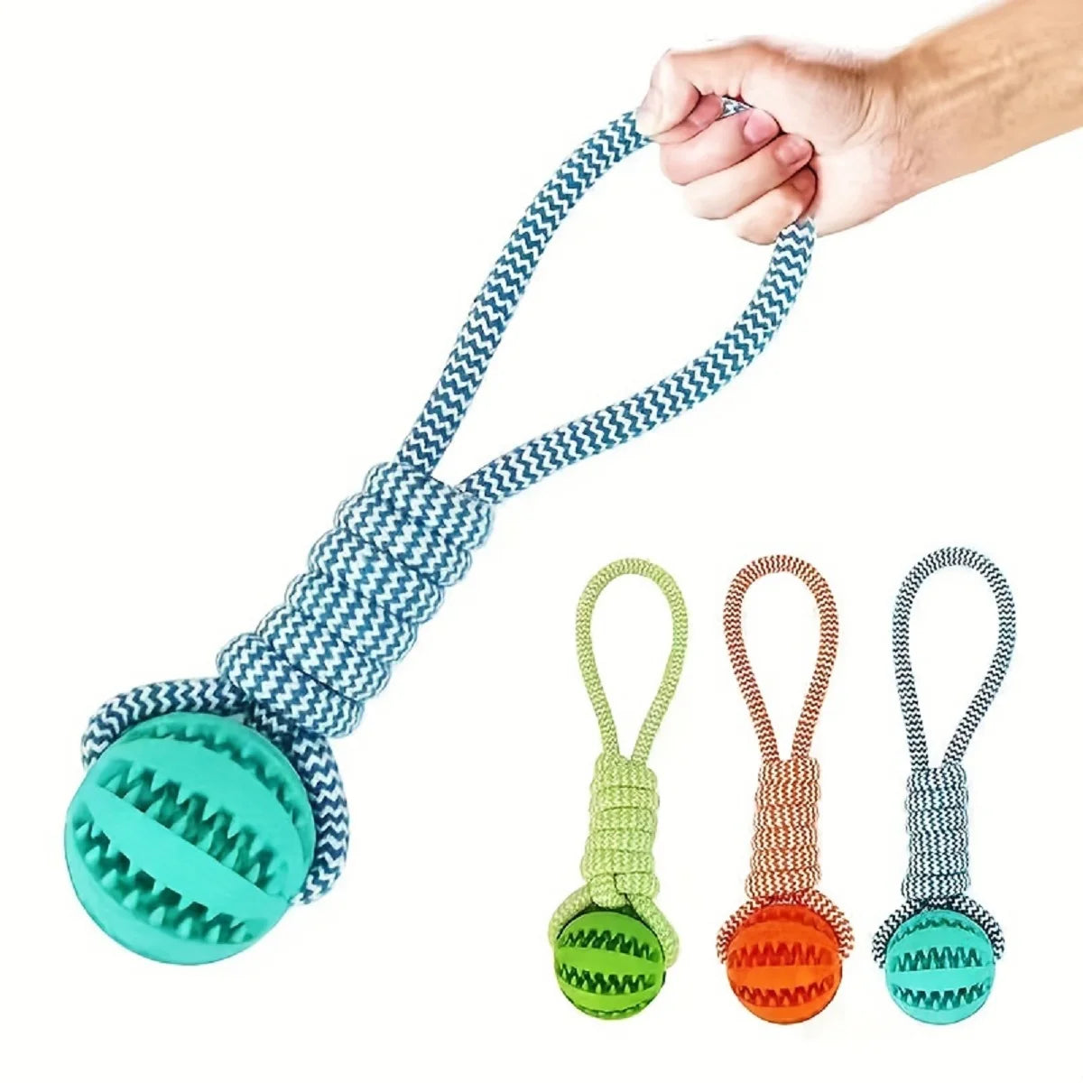Dog Rope Tug Toy With Treat Ball For Dental Cleaning
