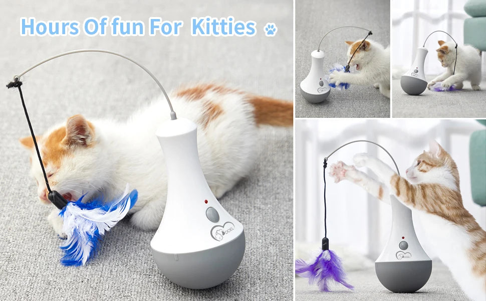Interactive Rotating Feather Cat Toy for Indoor Exercise and Play