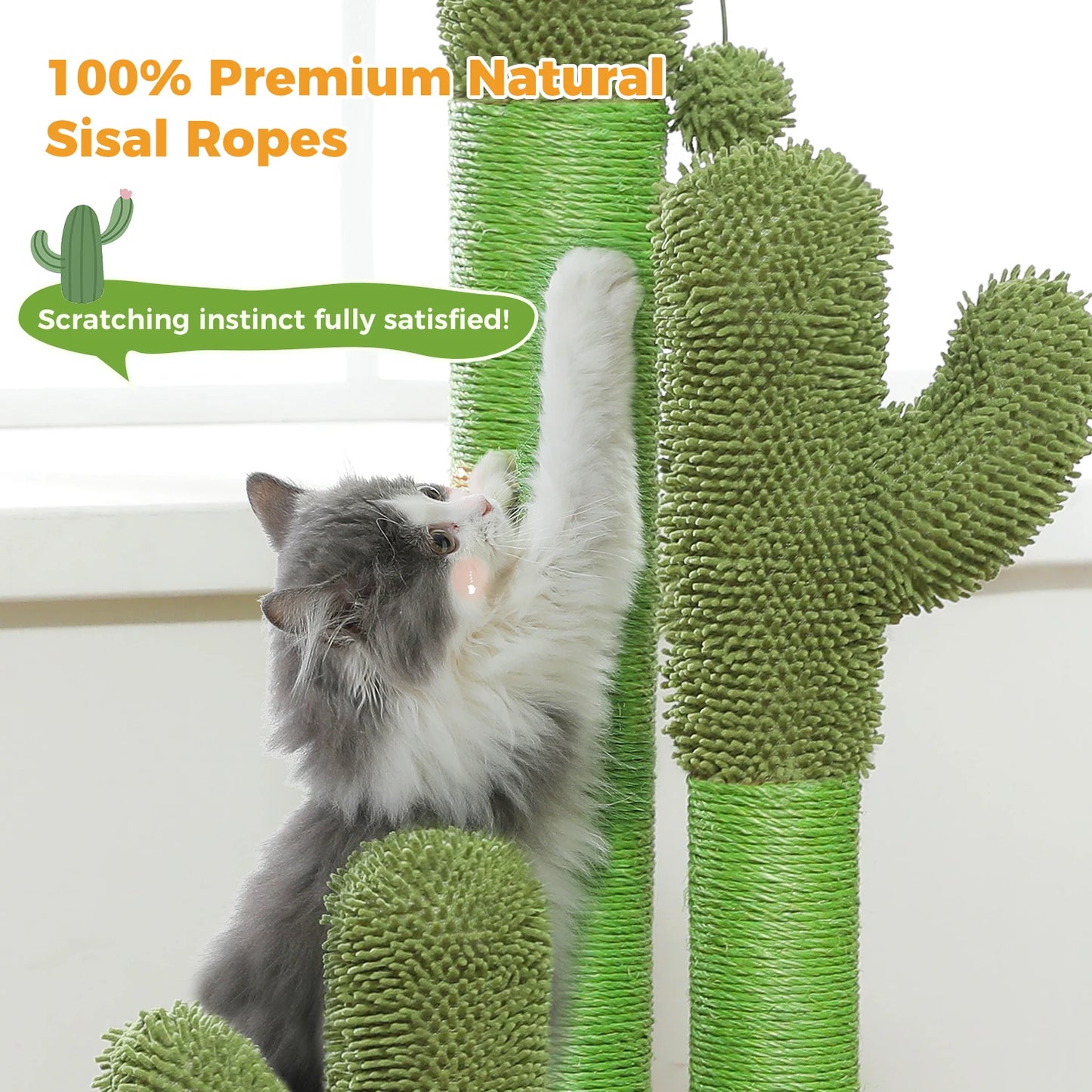 PAWZ Road Cactus Cat Scratching Post With 3 Sisal Poles