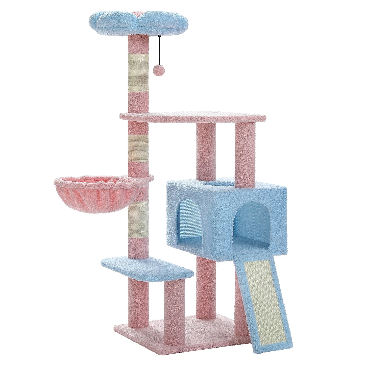 PEQULTI Flower Cat Tree Level Cat Tower With Sisal Posts